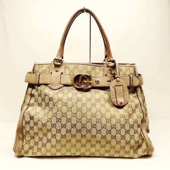 Gucci Beige and Brown Monogram Tote - Picture 1 of 7